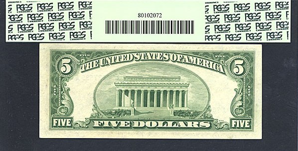 image for: Fr.1655 1953 $5 Blue Seal and Serial Numbers PCGS Choice CU64 PPQ [A76937699A]