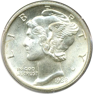 image for: 1938-D 10c PCGS MS65 FB