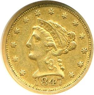 image for: 1847-O $2 1/2 NGC AU50
