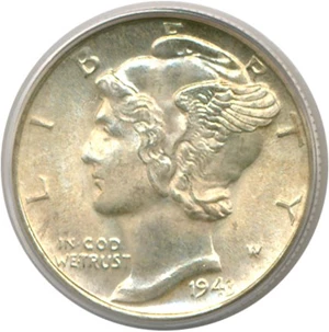 image for: 1943-D 10c PCGS MS65 FB