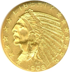 image for: 1908 $5 Indian NGC MS61