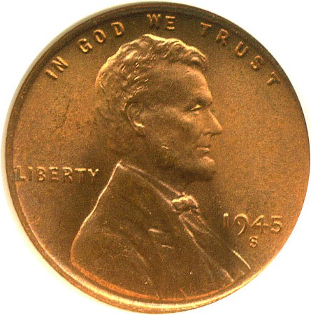 image for: 1945-S 1c  NGC MS66 RD