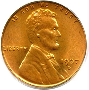 image for: 1937-D 1c PCGS MS66 RD