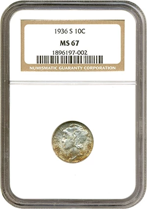 image for: 1936-S 10c NGC MS67
