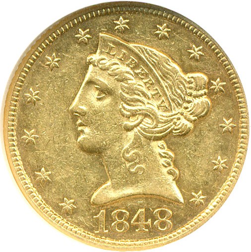 image for: 1848 $5  NGC AU58