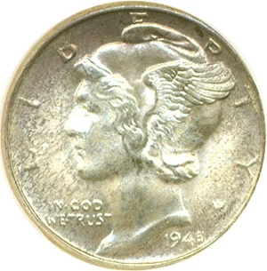 image for: 1945-D 10c NGC MS66