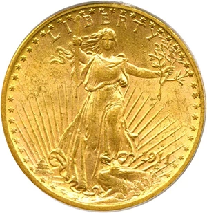 image for: 1911-S $20 PCGS MS64