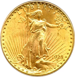 image for: 1928 $20 PCGS MS65