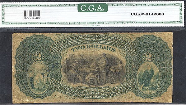 image for: Fr.387 Original $2 First Charter Period CGA VG8 #840 Maine [4886] *Lazy Duece*