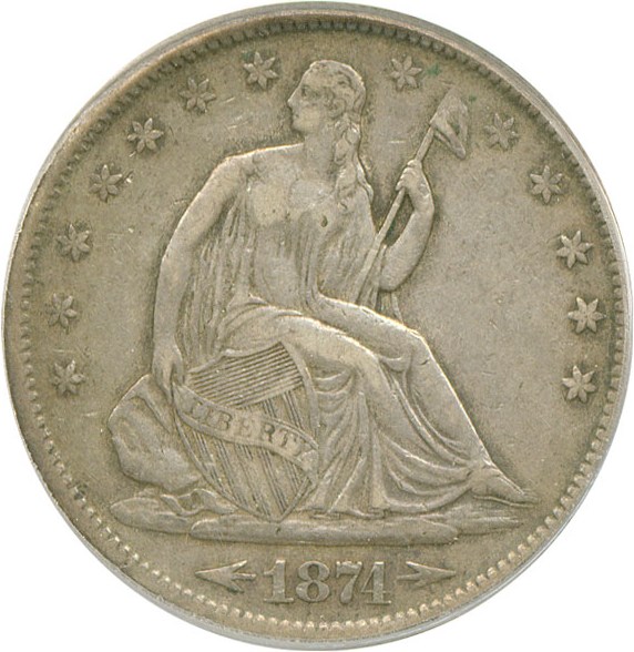 image for: 1874-S 50c Arrows PCGS XF40 