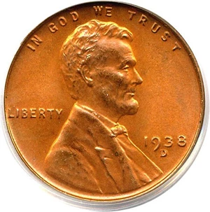 image for: 1938-D 1c PCGS MS66 RD