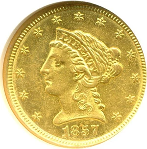 image for: 1857-O $2 1/2 NGC AU58
