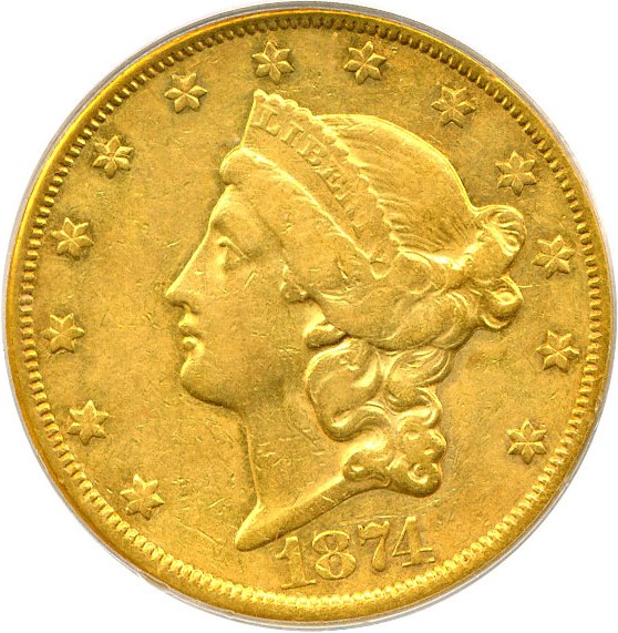 image for: 1874-CC $20  PCGS XF40 EX: Rainy Day Collection