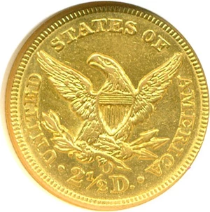image for: 1857-O $2 1/2 NGC AU58
