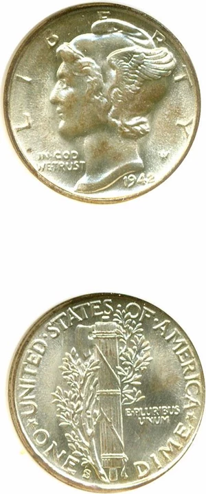 image for: 1942-S 10c NGC MS67
