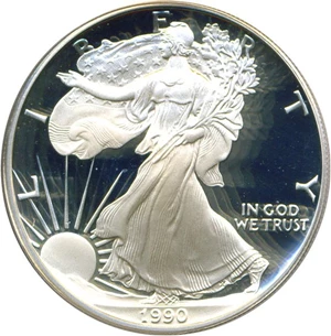 image for: 1990-S $1 Silver Eagle PCGS Proof 69 DCameo