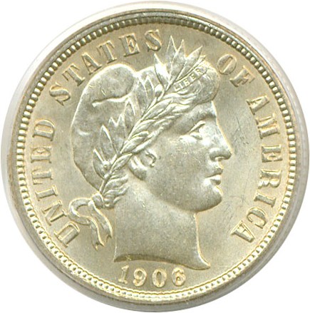 image for: 1906-S 10c  PCGS MS64 