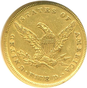 image for: 1839 $5 NGC AU55