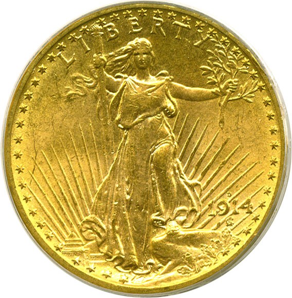 image for: 1914-D $20  PCGS MS64