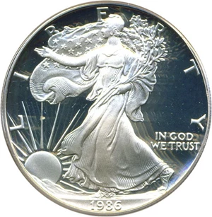 image for: 1986-S $1 Silver Eagle PCGS Proof 69 DCameo