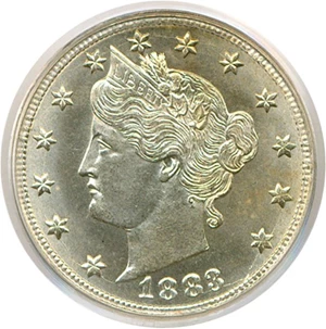 image for: 1883 5c No Cents PCGS MS65