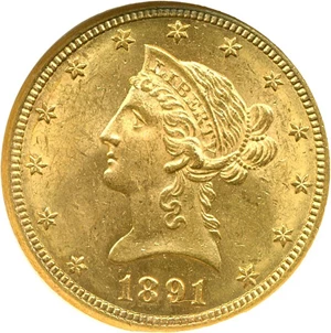 image for: 1891-CC $10 NGC MS61
