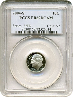 image for: 2004-S 10c PCGS Proof 69 DCameo