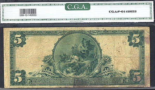 image for: Fr.588 1902 $5 Third Charter Period, 1st Issue, Red Seal CGA F12 #3517 Texas [1530]