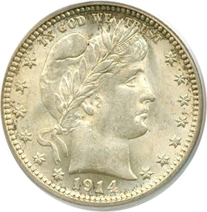 image for: 1914 25c PCGS MS64
