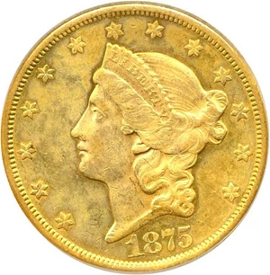 image for: 1875-CC $20 PCGS AU55