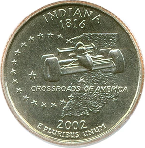 image for: 2002-P 25c Indiana PCGS MS67