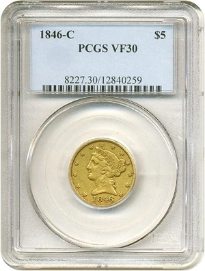 image for: 1846-C $5 PCGS VF30