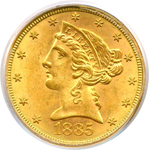 image for: 1885-S $5  PCGS MS64