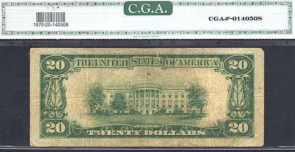 image for: Fr.1870B 1929 $20  CGA VF20  [B00009999] *Star* 