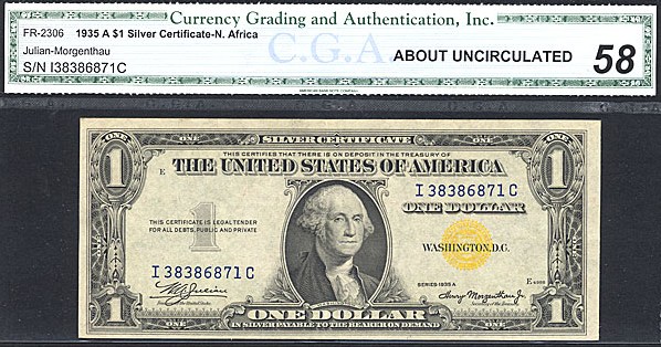 image for: Fr.2306 1935A $1 North Africa CGA AU58  [I38386871C]