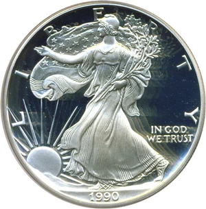 image for: 1990-S $1 Silver Eagle PCGS Proof 69 DCameo