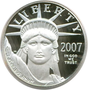 image for: 2007-W $10 Platinum Eagle PCGS Proof 69DCameo - First Strike