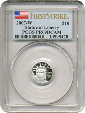 image for: 2007-W $10 Platinum Eagle PCGS Proof 69DCameo - First Strike
