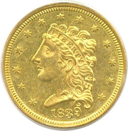 image for: 1839 $2 1/2  PCGS AU58