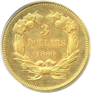 image for: 1860 $3 PCGS MS62