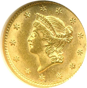 image for: 1853 G$1 NGC MS62