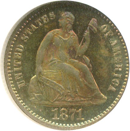 image for: 1871 H10C  NGC Proof 66 Cameo *Color*