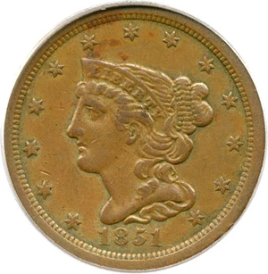 image for: 1851 1/2c PCGS XF40