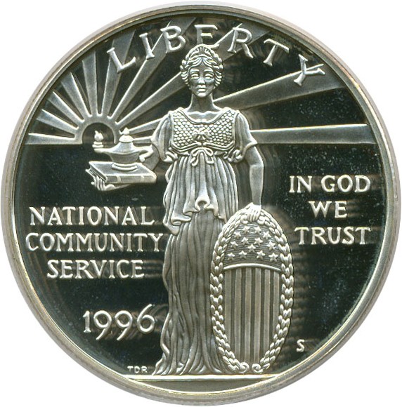 image for: 1996-S $1 National Community Service PCGS Proof 69 DCameo