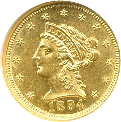 image for: 1894 $2 1/2  NGC MS61