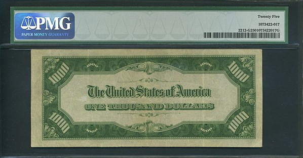 image for: Fr.2212G 1934A $1,000  PMG VF25  [G00259299A]