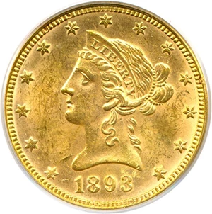 image for: 1893 $10 PCGS MS62