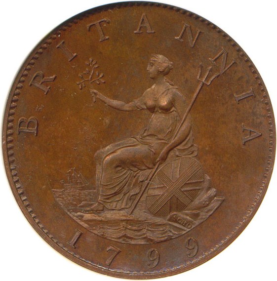 image for: Great Britain: 1799 1/2 P Restrike NGC Proof 64 BN ex: Boulton Family Collection (P-1260)