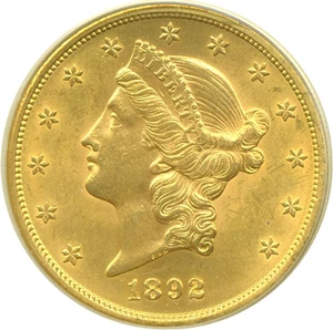 image for: 1892-S $20 PCGS MS61