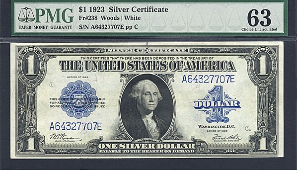 image for: Fr.238 1923 $1  PMG Choice CU63  [A64327707E]